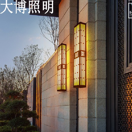 新中式戶外LED壁燈別墅門(mén)口照明壁掛燈特色激光雕花不銹鋼壁燈